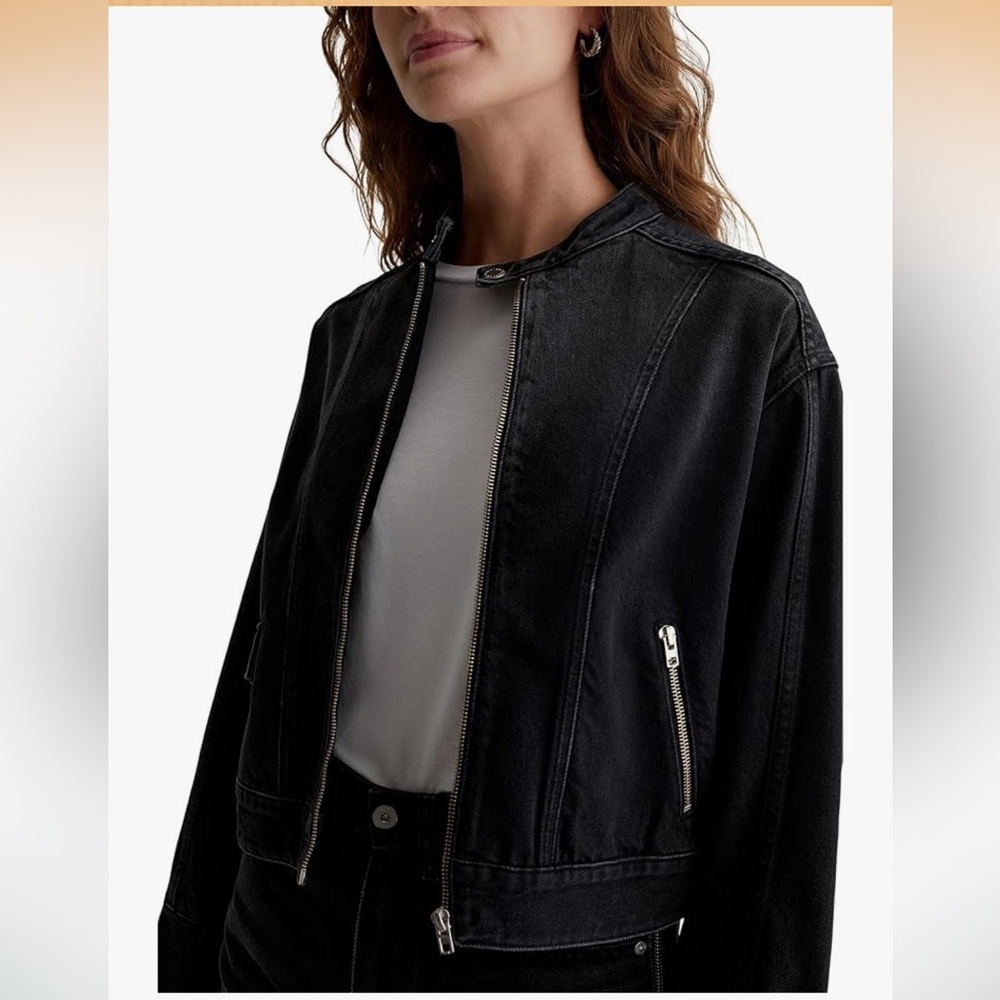 NWT womens Adriano Goldschimied AG Jeans Laney Moto Jacket Demure XL - Picture 3 of 8
